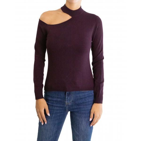 Maglia con scollo laterale tinta unita